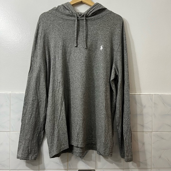 Polo Ralph Lauren Large Gray Lightweight 100% Cotton Long Sleeves Hoodie T-Shirt - Picture 1 of 8